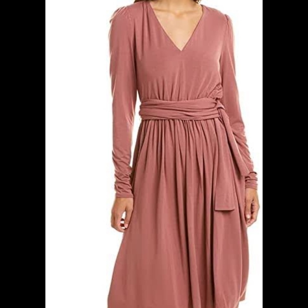 Rebecca Taylor V-neck Modal Long Sleeve Dress - Picture 2 of 5